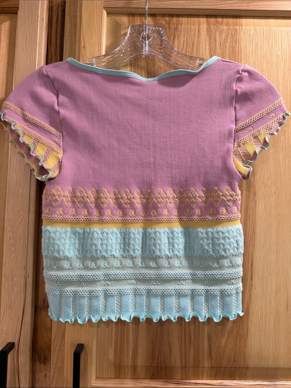 NWT Anthropologie Lyrebird Sz L/XL Cropped Seamless Textured Button Front Top - Picture 6 of 10